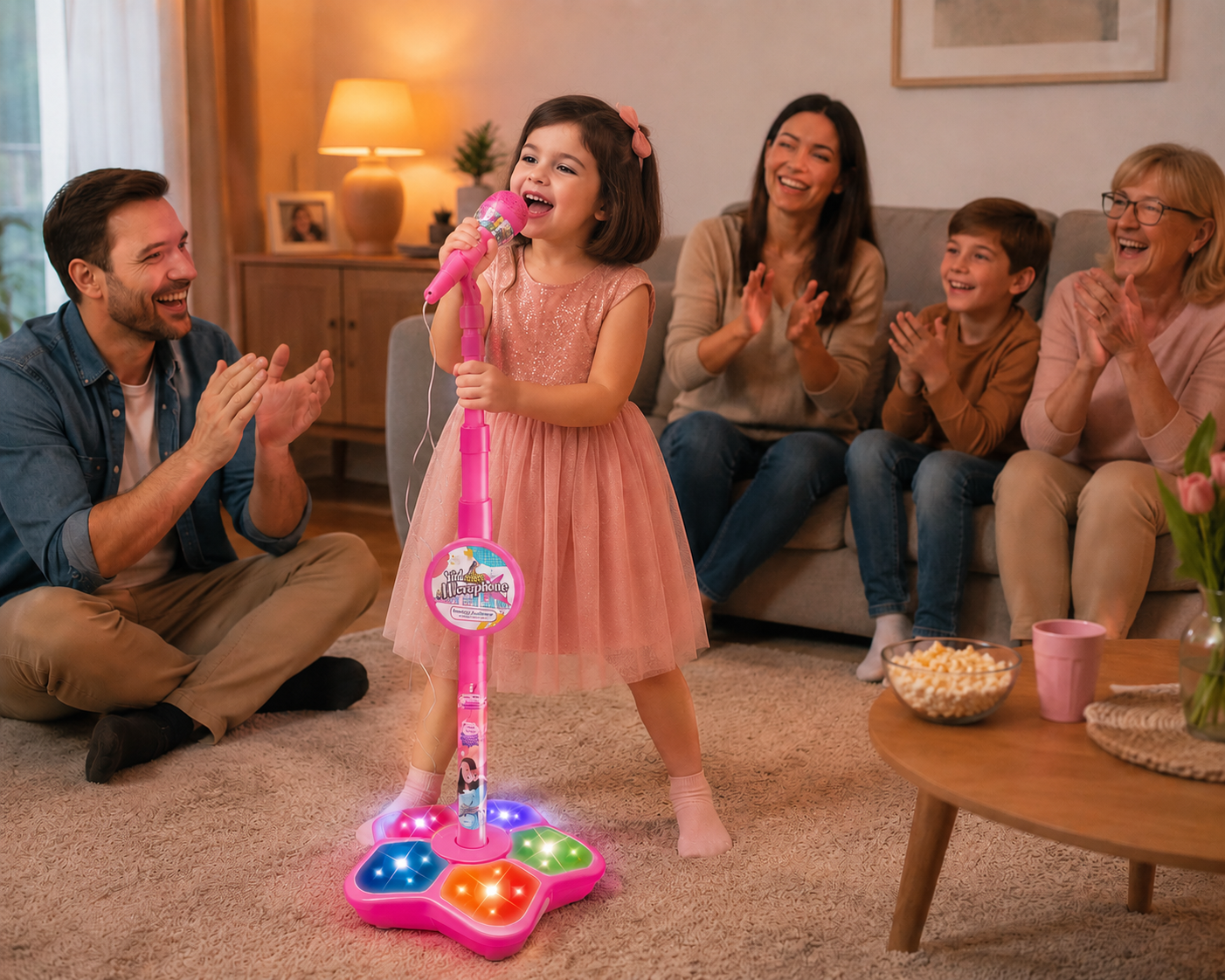Microfon Karaoke pentru Copii cu Efecte Luminoase și MP3