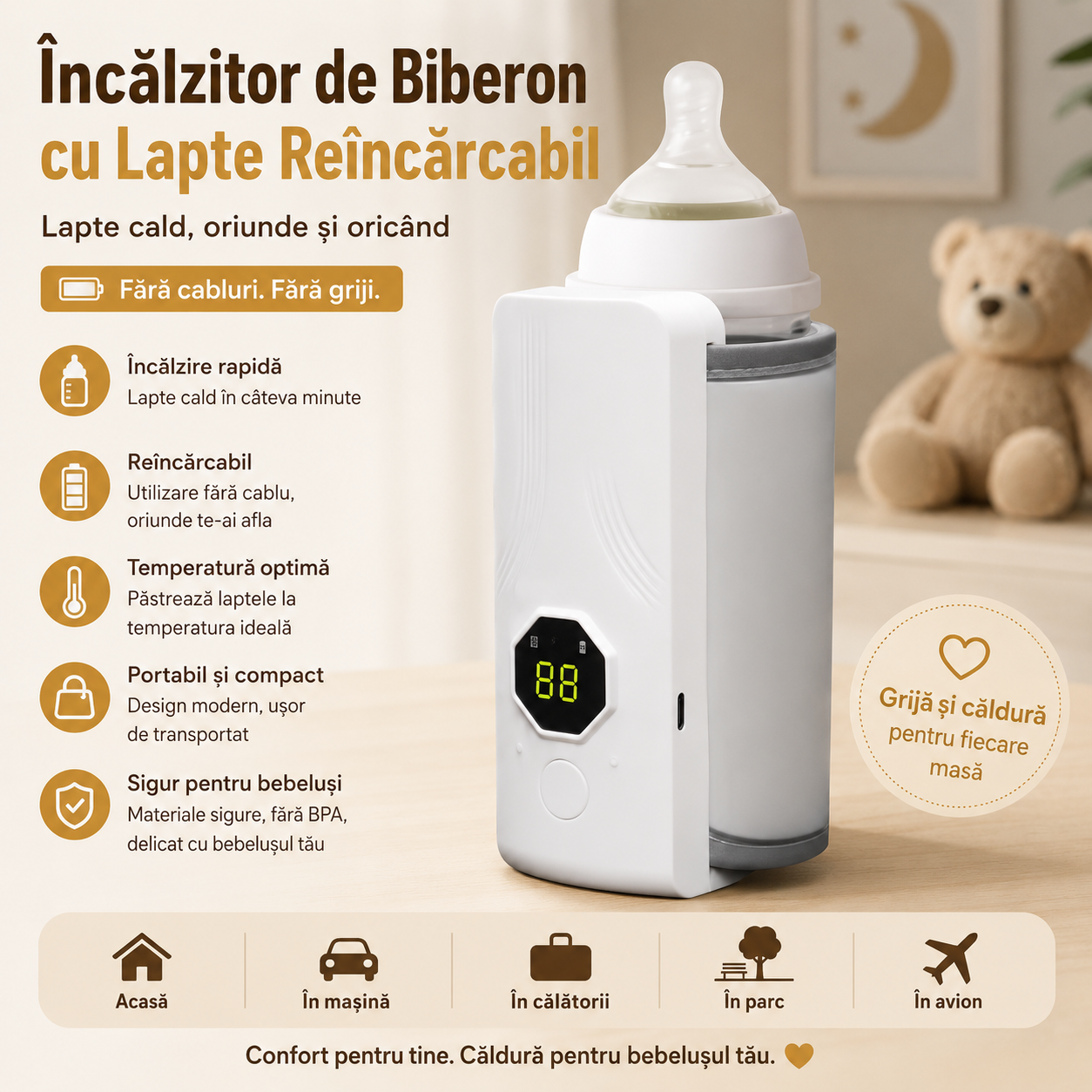 ThermoBaby Pro - Încălzitor Portabil pentru Biberoane