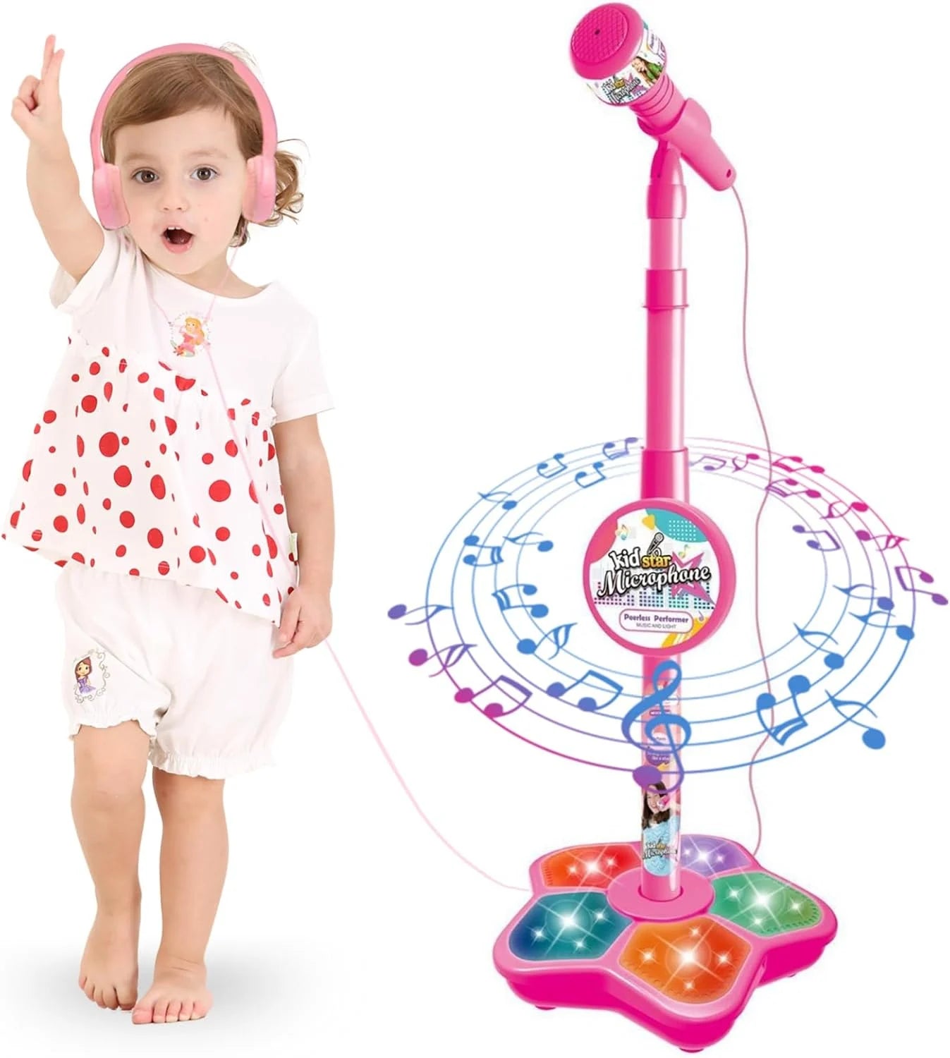 Microfon Karaoke pentru Copii cu Efecte Luminoase și MP3